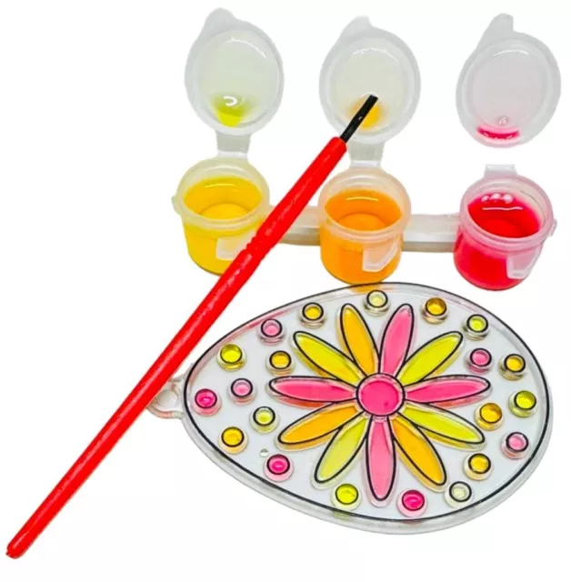 Easter Egg Craft Children's Paint Your Own Suncatcher Set Paint & Brush Set 3