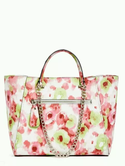 GUESS Nikki Classic Chain Tote Handbag Purse Pink Floral Print NWT 2