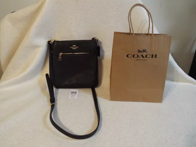 NWT COACH CE871 Mini Rowan File Bag in Crossgrain Leather Black