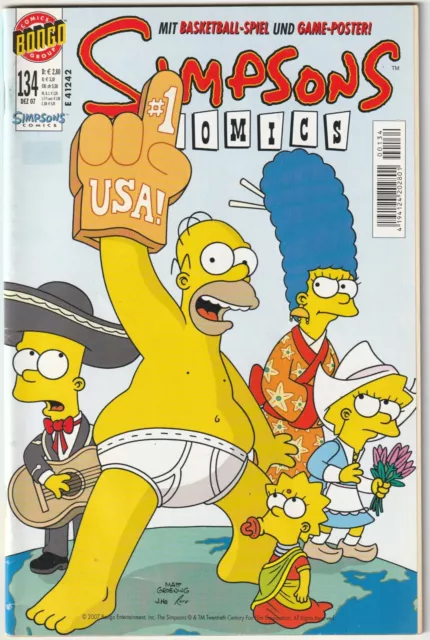 ✪ SIMPSONS COMICS #134 ohne Poster, Panini/Bongo Comics 2007 COMICHEFT Z1/1-