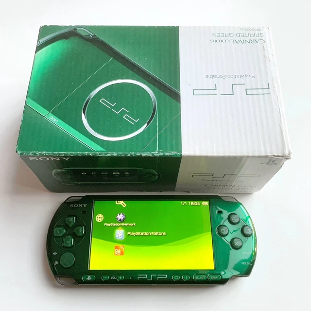 BOXED BOX METALLIC GREEN SONY PSP 3000 PSP3000 PSP-3000 SPIRITED 
