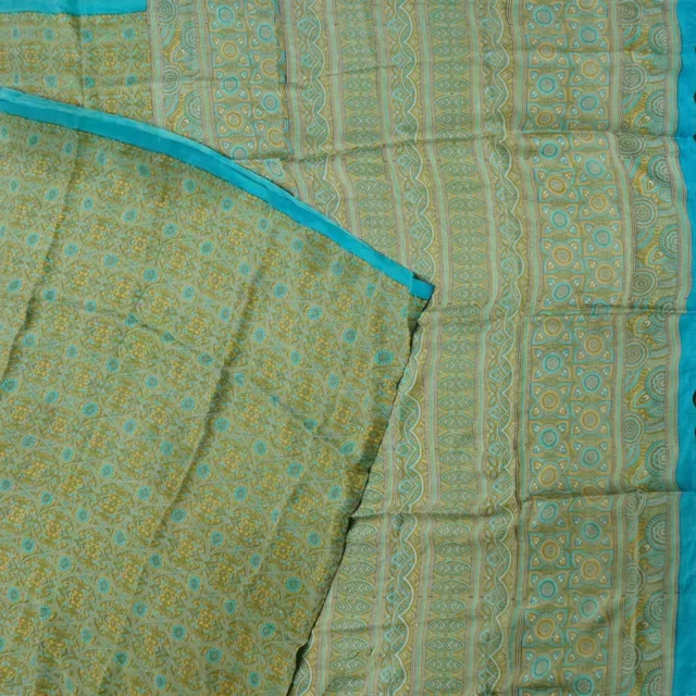 Namaste Verde Vintage Sari 100% Pura Seta Stampa Indian Sari 15ft