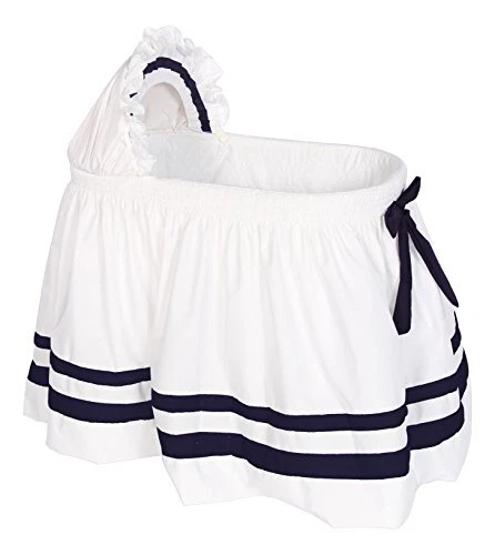 Baby Doll Bedding Modern Hotel Style II Bassinet Skirt Navy