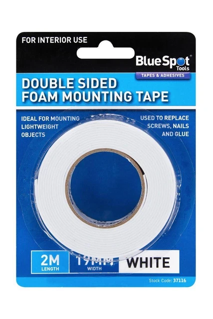 Cinta de montaje de espuma blanca de doble cara BlueSpot 19 mm x 2M