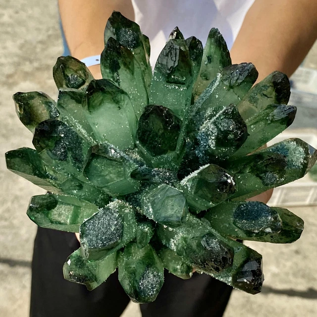 4.6LB New Find Green Phantom Quartz Crystal Cluster Mineral Specimen Healing 10