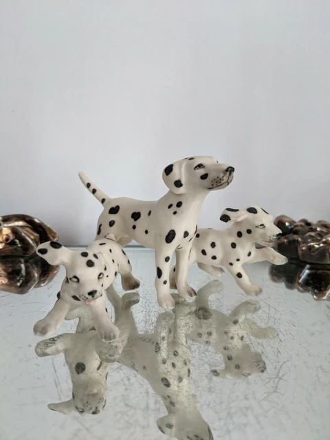 Vintage Miniature Ceramic Dalmatian Dog Family Figurines-#16/624-Japan