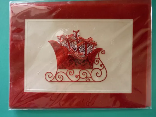 Christmas Holiday Greeting Card For Anyone Embellished Sleigh - Burgoyne