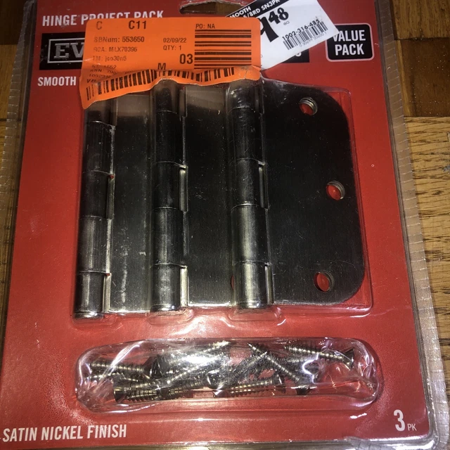 3 pack EVERBILT 3-1/2" with 5/8" Radius SNF Hinge Project Smooth Action 316 485