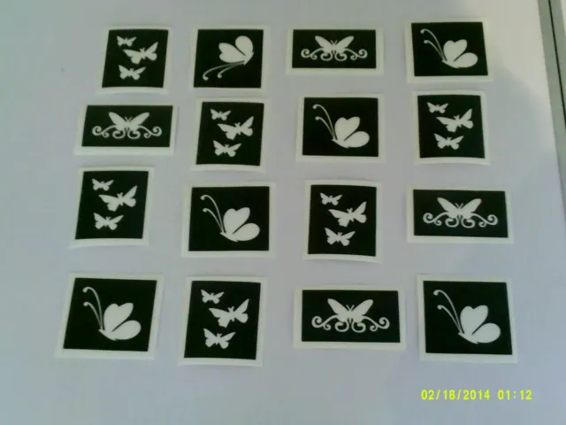 30 x butterfly themed stencils (mixed) for glitter tattoos   girls