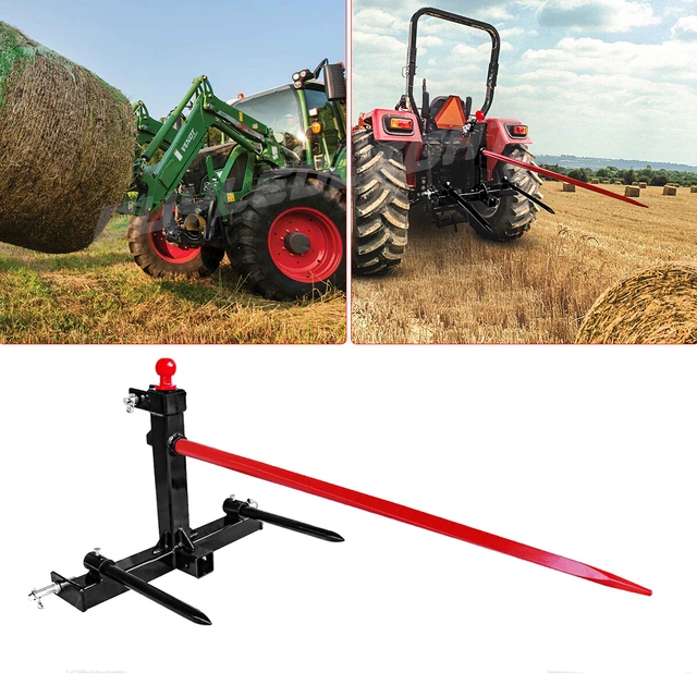 3 Point Trailer Hitch Attachment 49" Hay Bale Spear 17" Stabilizer Cat 1 Tractor