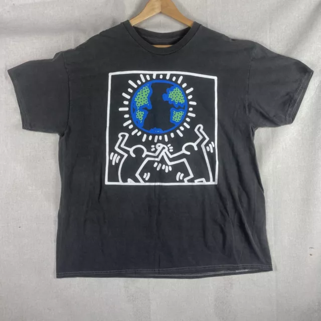 Keith Haring T Shirt Mens XL Black Heart Earth Art Short Sleeve Ripple Junction