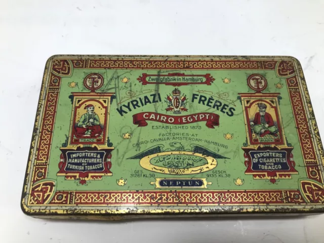 Alte Blechdose Kyriazi Freres 1873 Neptun Cigaretten Dose 25 Cigarettes