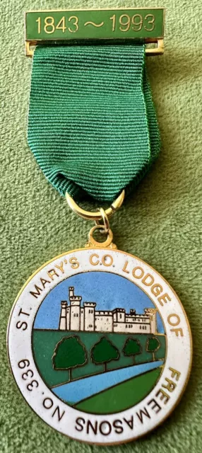 MASONIC JEWEL St Mary's Co Lodge of Freemasons No 339 Inverness 1843-1993 150th