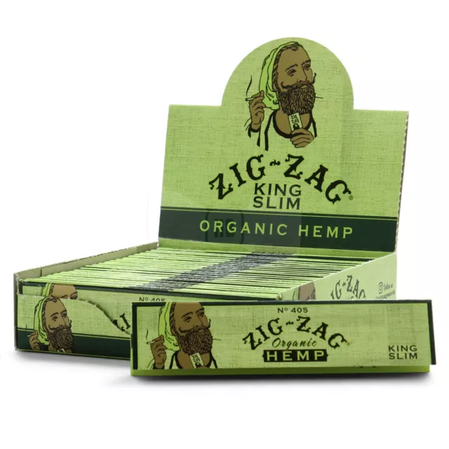 Zig Zag Organic Hemp "King Slim Size" Slow Burning Rolling Papers - Full Box