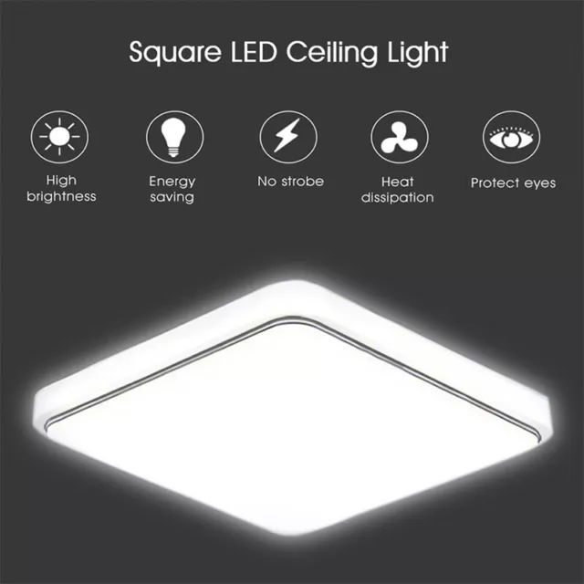Bright Square LED Ceiling Down Light Panel Wall Bathroom Kitchen Lamp Cool White