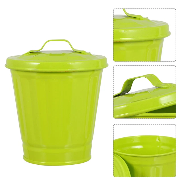 2PCS DESKTOP TRASH Can Small Garbage Bin With Lid Waste Can Pen Holder