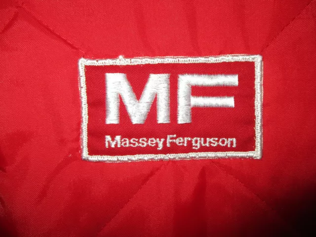 vtg 80s MASSEY FERGUSON NYLON VEST Tractor Farming Equipment Logo Patch Red MED