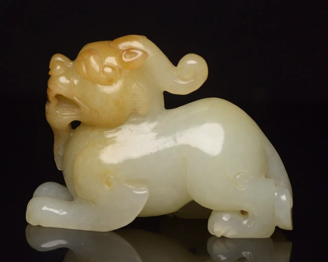 Chinese Exquisite Handmade Brave Troops carving Hetian Jade Statue