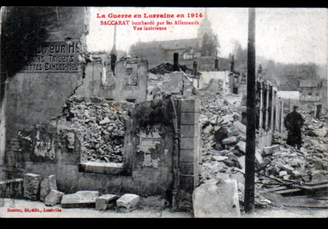 BACCARAT (54) MILITAIRE au COMMERCE MERCERIE , VILLAS & EGLISE en 1914
