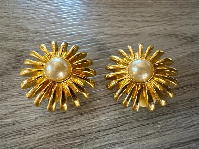 Paire De Clips Vintage Créateur Orena Avec Perles - Bijou Ancien, Occasion