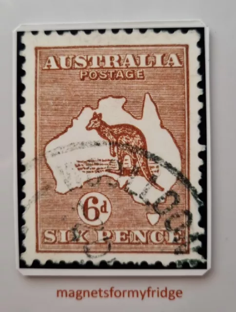 Vintage Six Pence Australian Postage Stamp Gloss Fridge Magnet  -  M118 Pdf