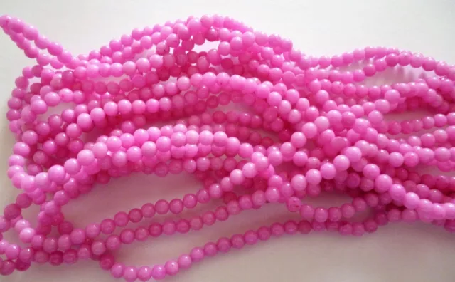 1 Strang gefärbte Mashan Jade Perlen Kugeln magenta 4mm zur Schmuckherstellung