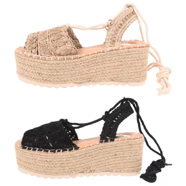 Espadrillas Donna Platform in Corda Scarpe Slingback con Zeppa Scarpa Alta