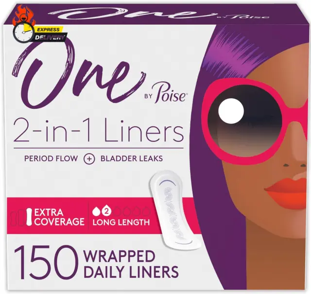 One by  Panty Liners (2-In-1 Period & Bladder Leakage Daily Liner), Long, Extra