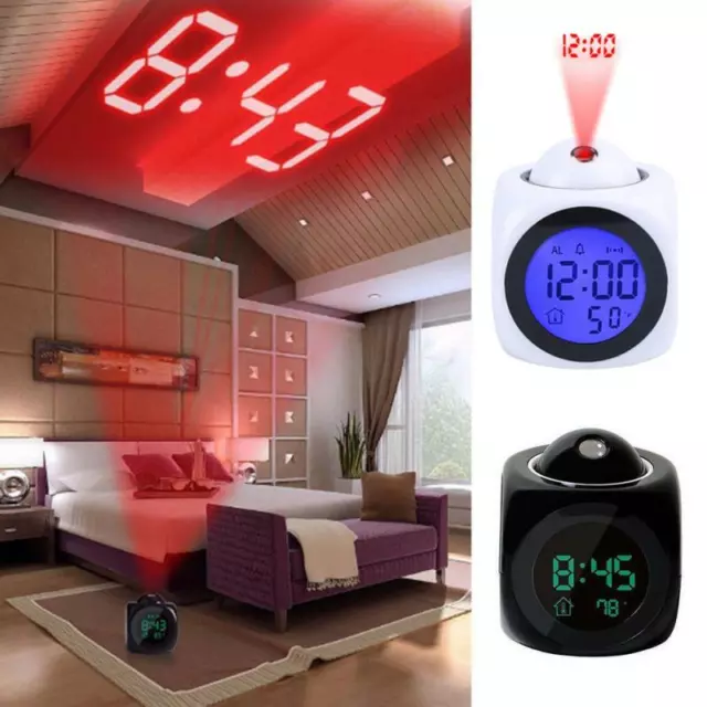 Reloj Despertador con proyección indicador de voz y pantalón digital LED de mesa