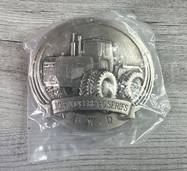 Vintage 1989 John Deere 60 Series 4WD Tractor Pewter Belt Buckle Moline IL NEW