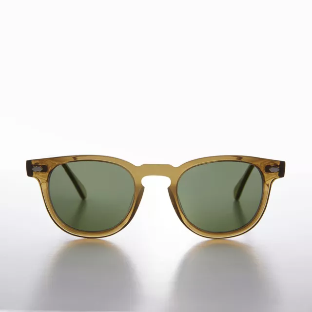 James Dean Style Horn Rim Sunglasses Amber / Polarized Green Lens - Benson