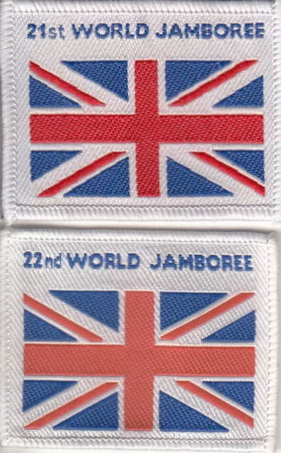 Boy Scout Badges 21st & 22nd WORLD JAMBOREE 2007 + 2011 Union Flags