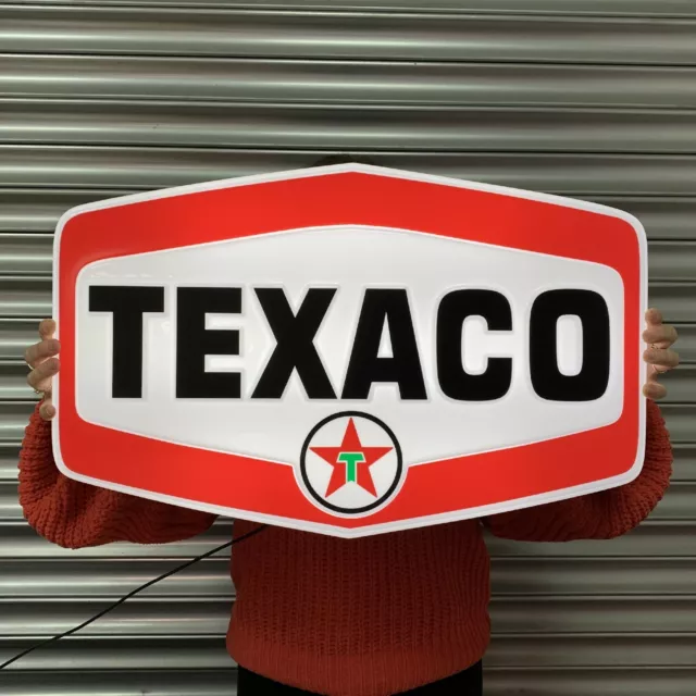 Texaco 3D Embossed Led Illuminated Light Box Wall Sign Garage Oil & Gas Station