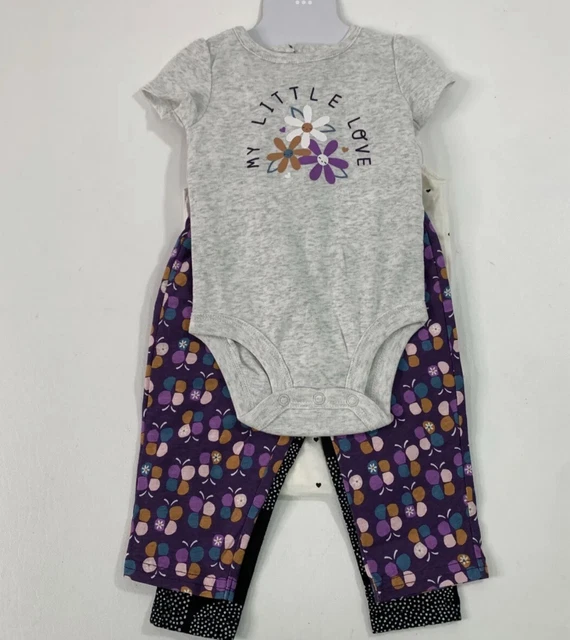 Carter's Baby 6-9M Girls' 4 Piece Set Short Sleeve Bodysuit Pants 6-9 Months