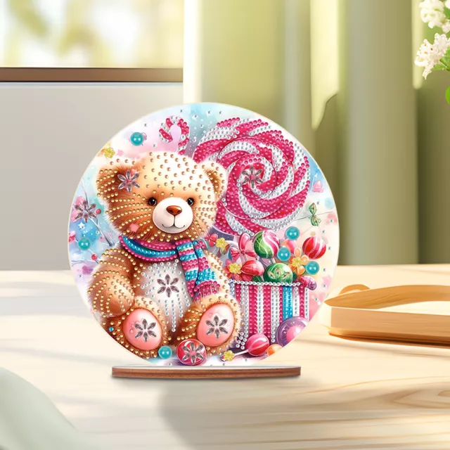 Special Shaped Bear Diamond Painting Tabletop Kit Home Office Decor (Candy Bear) 2