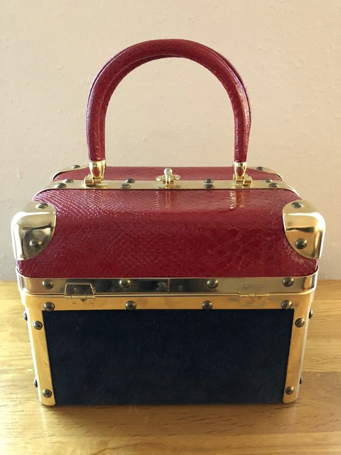 Vintage Made in Italy for ROSENFELD Blue & Red Box Style Purse Bag Handbag Vintage Made in Italy for ROSENFELD Blue & Red Box Style Purse Bag Handbag