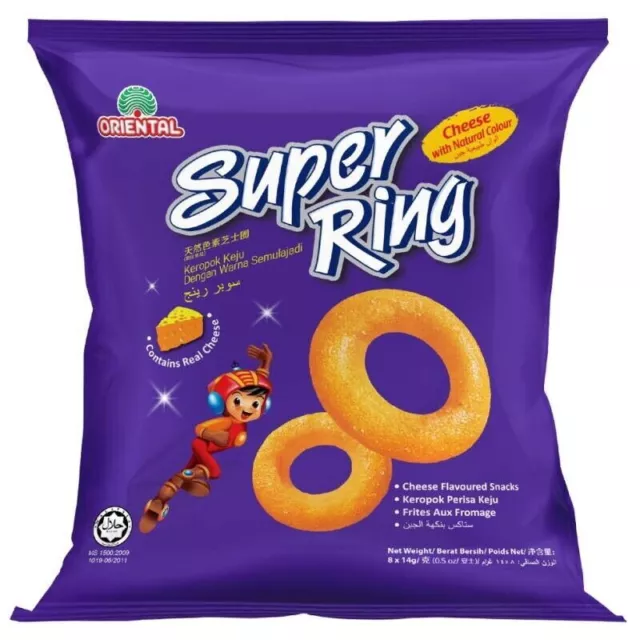 Super Ring Cheese Snack 60g Malesia Snack Confezioni Orientali Famose 14g Nero