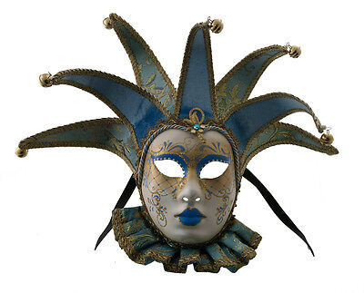 Mask from Venice Volto Jolly IN Bavaria Blue And Golden 7 Spikes Muse 1598