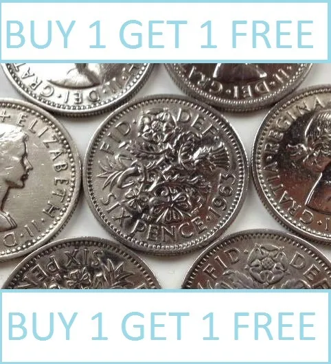 Lucky Silver Sixpences Order 1 Get 1 Free with Free Postage Choice of Date