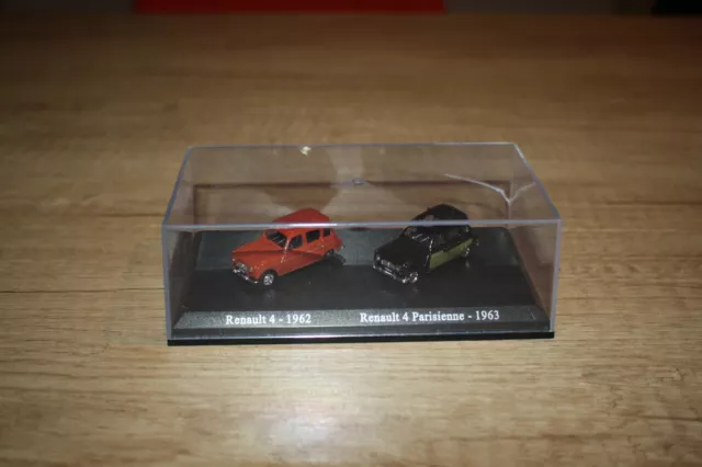 Coffret Duo 2 Metal Uh Norev Ho 1/87 Renault 4 R4 4L Brique 1962 Parisienne 1963