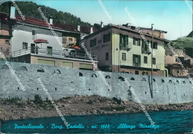 ch70 cartolina pontechinale borg castello albergo miralago cuneo piemonte