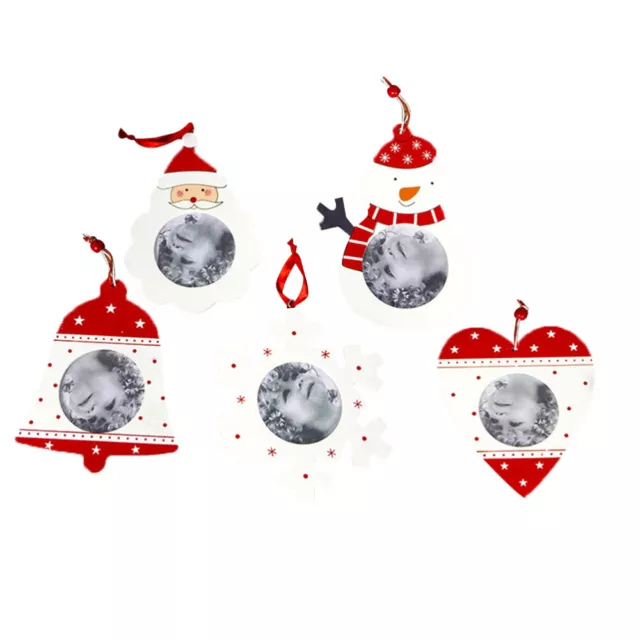 5 Pcs Wooden Picture Frame Christmas Hanging Decor for Tree Accessories