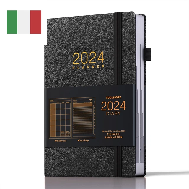 - 2024 Agenda Giornaliera, Diario A5 Planner Con Piano Giornaliero Di 366 Pagine