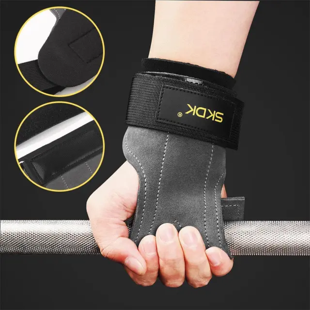 Fitness Gloves For Power Weight Lifting Grips Gym UK Women WristWrap J8L3