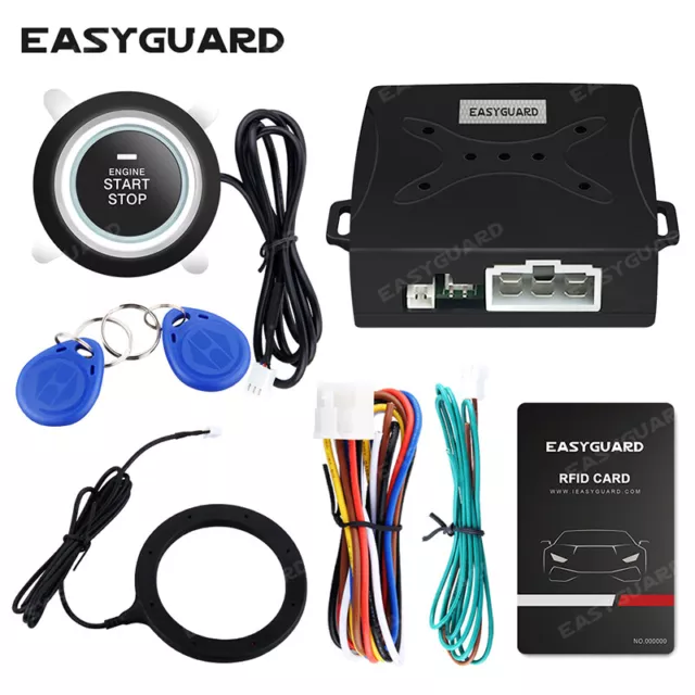 EASYGUARD RFID car alarm system push button start transponder immobilizer DC12V