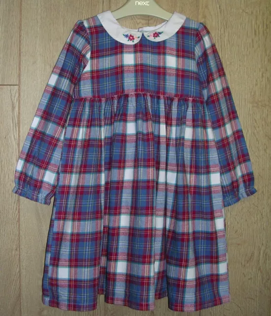 Abito Jojo Maman Bebe Ragazze Smocked Blu Rosso Check Cotone Età 4-5 110 cm