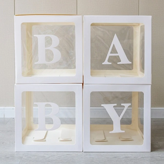 Set of 4 Baby Boxes with Letters Wedding Birthday Party Decoration Photo Props 3