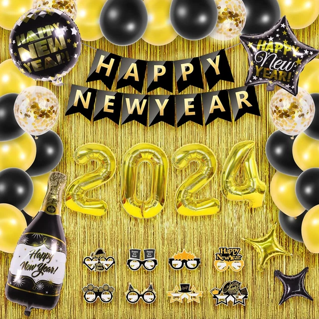 NEW YEARS EVE Party Supplies 2024, Happy New Years Decorations 2024