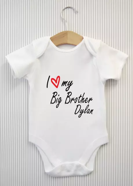 Personalised I love my Big Brother Baby Grow Bodysuit Vest Babygrow Shower Gift