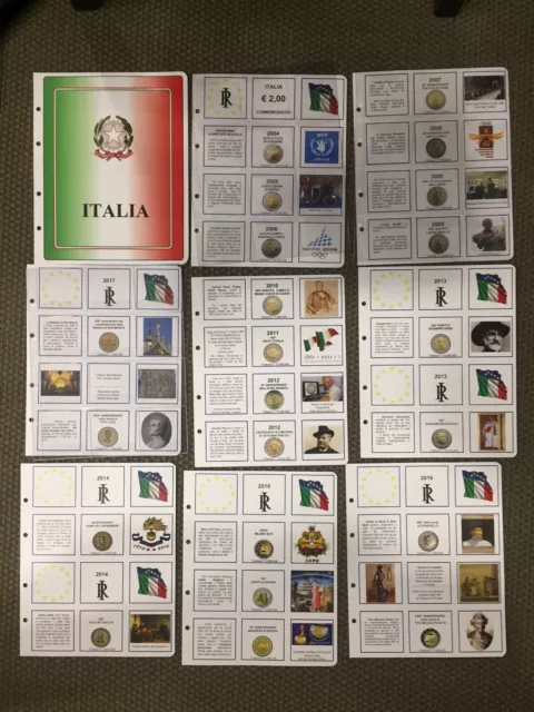 Inserti Fogli Aggiornamenti X Solo 2 Euro Italia Commemorativo Dal 2004 Al 2023